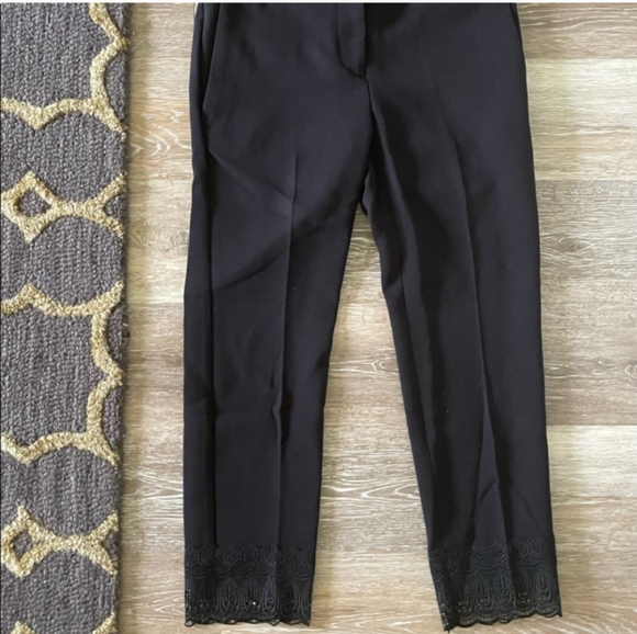 🆕Ann Taylor | The Ankle Pants Black Lace Hem Dress Pant Mid Rise Womens Size 2 - Picture 6 of 8